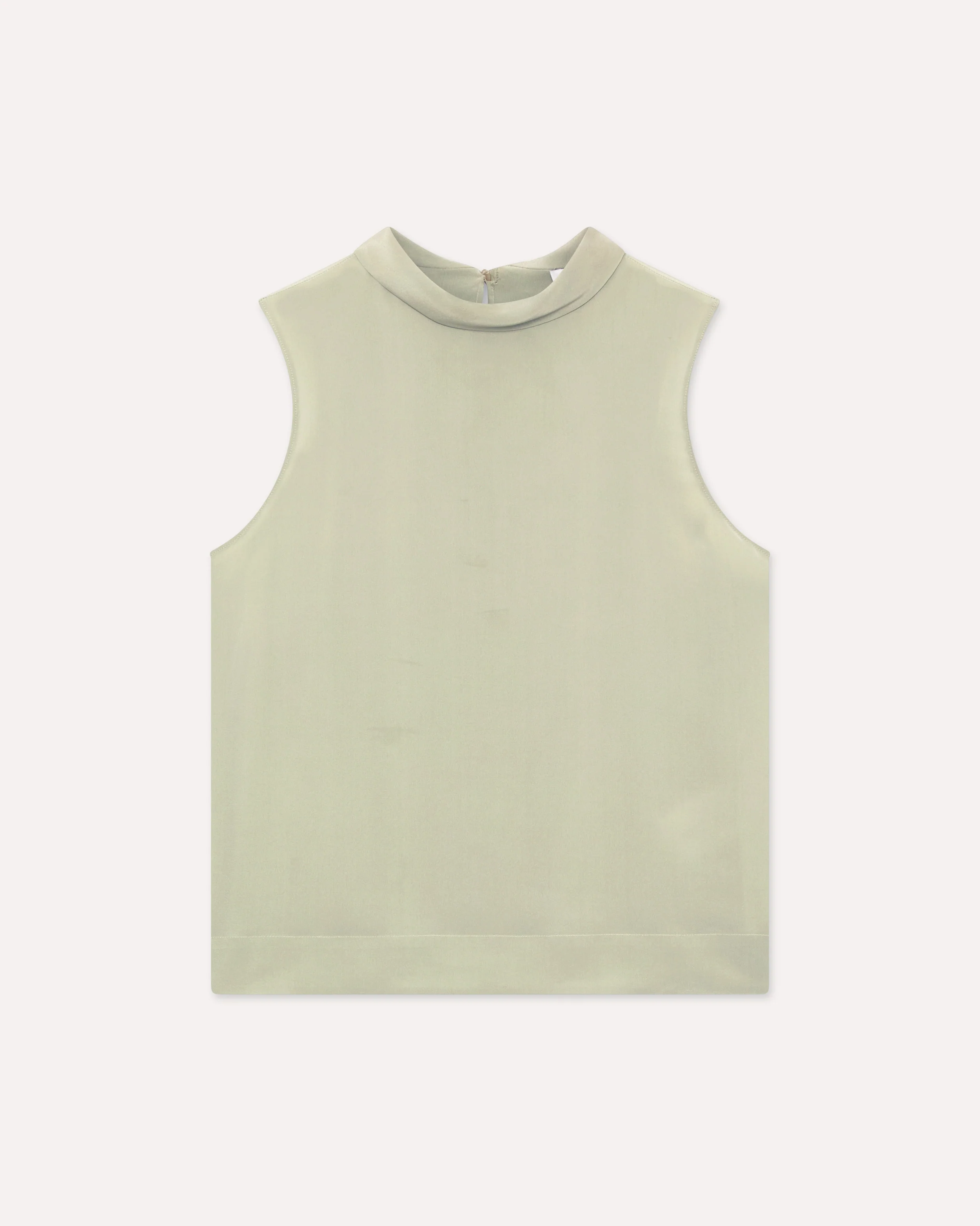 Top smanicato verde in seta